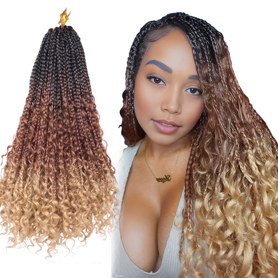 Amazon.com : Beverlee 18 Inch Boho Box Braids 8 Packs Goddess Box